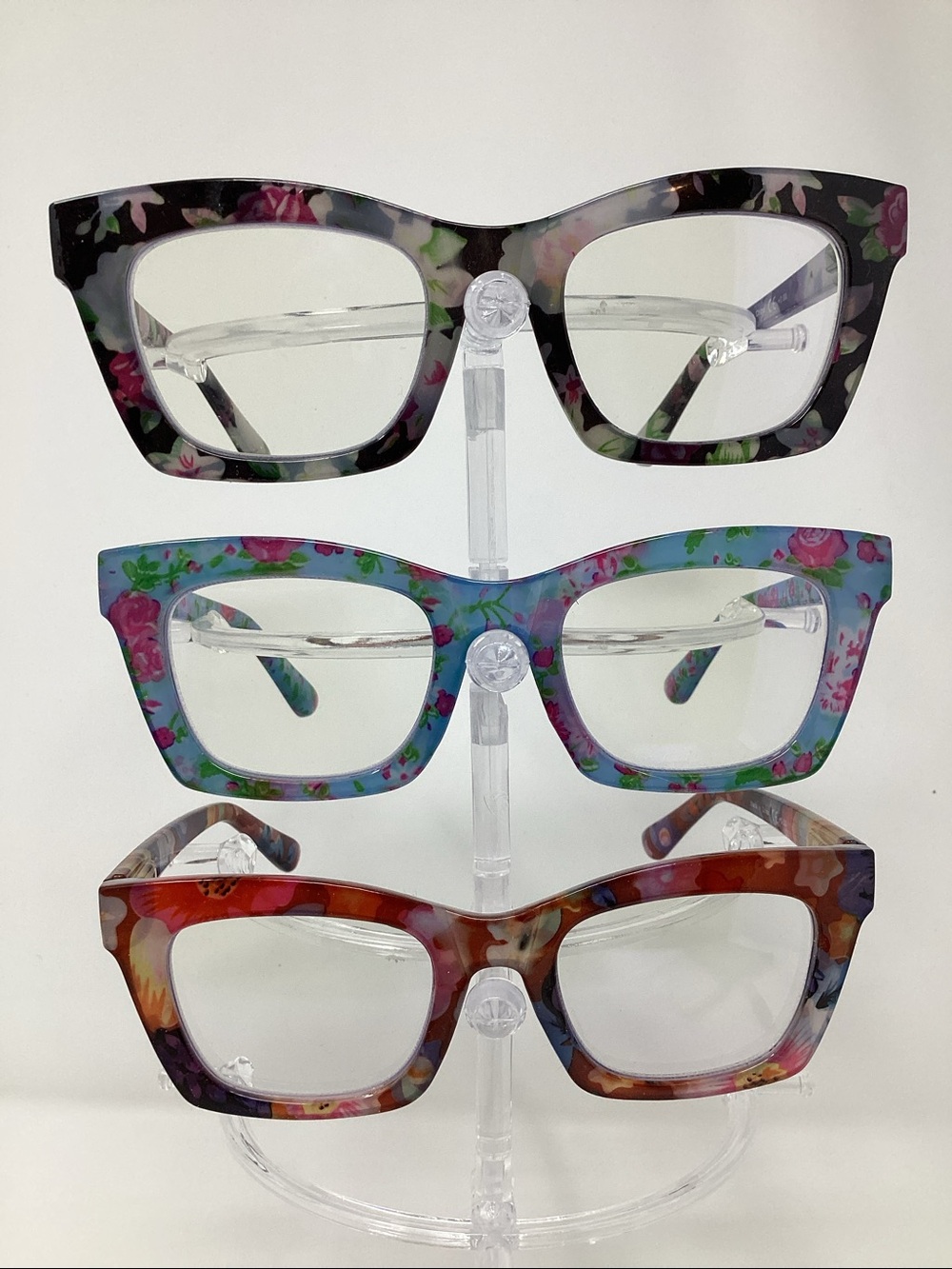 3 Pairs - Zero Magnification- Pattern Women's Square Eyeglasses - NWOT   G1